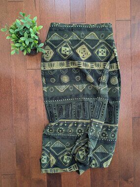 GREEN AZTEC VINTAGE VINTAGE Y2K MAXI WRAP SKIRT